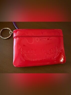 Kate Spade Bright Red Patent Leather Zip Coin Wallet